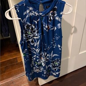 White House Black Market Navy Floral Blouse